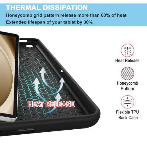 Image of CEDO Smart Case for Samsung Tab A9+ Plus (11 in) Tri-Fold Flip Folio Cover | Pencil Holder | Auto Wake-Up /Sleep Mode | Multi View Angles Stand TPU Backcover (Black)