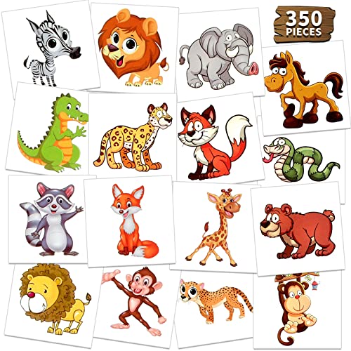 Waterproof Temporary Tattoos For Kids - 350 Pieces | Animals, Insects and...
