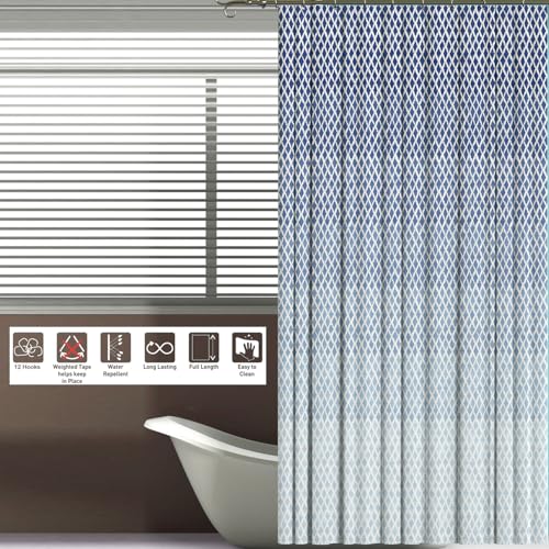Image of Sassoon Occean Gradient Polyester Washable 1 Piece Printed Bathroom Shower Curtain with Hooks - 6.5ft