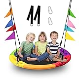 40' Flying Saucer Tree Swing for Kids Adults with 2 Straps & Carabiners, Outdoor Round Disc Swings...