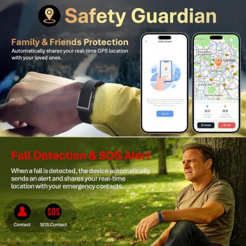 Yihou Screenless Fitness Tracker GPS Smart Bracelet Heart Rate Sleep Monitor Health Tracker Fall Detection SOS Call Pedometer Step Counter AI-Powered Activity Tracker Waterproof Nylon Wrist Band - Image 3