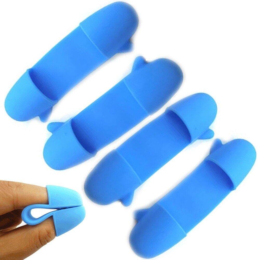 Fituenly Blue 2 Pair Mini Silicone Heat Insulated Finger Clip Bowl Dish Plate Clamp Holder