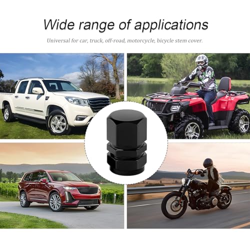 Image of Osilly Car Tire Stem Valve Caps, 8 PCS Aluminum Alloy Valve Stem Covers, Leak-Proof Tire Cap Cover Accessories, Hexgon Style Wheel Air Valve Caps for SUV Car Bike (Black)
