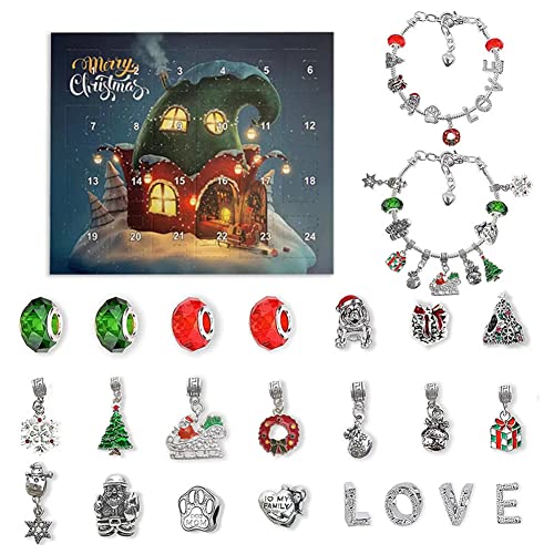 Ensemble De Bracelets De Compte Á Rebours De Noël Bricolage 24 Jours,Calendrier De LAvent 2022 Bijoux Femme,Calendrier de L'avent Bijoux,DIY Bracelet Petits Cadeaux Avent,Calendrier l'Noël Charme (B) Cover