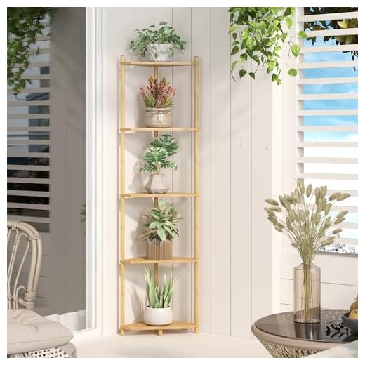 Wisuce Bamboo Corner Shelf Stand