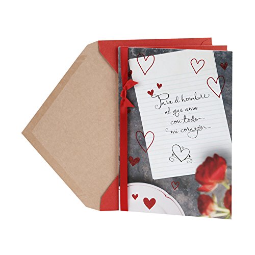 Hallmark 0399VFE7835 Vida Spanish Romantic Valentine's Day Greeting Card for Him (Love Note)