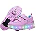 Linckoo Kinderschuhe mit 2 Rollen LED Leuchtend Doppelrad Outdoor Skateboard Schuhe 7 Farbe Farbwechsel Rädern Schuhe für Mädchen Jungen