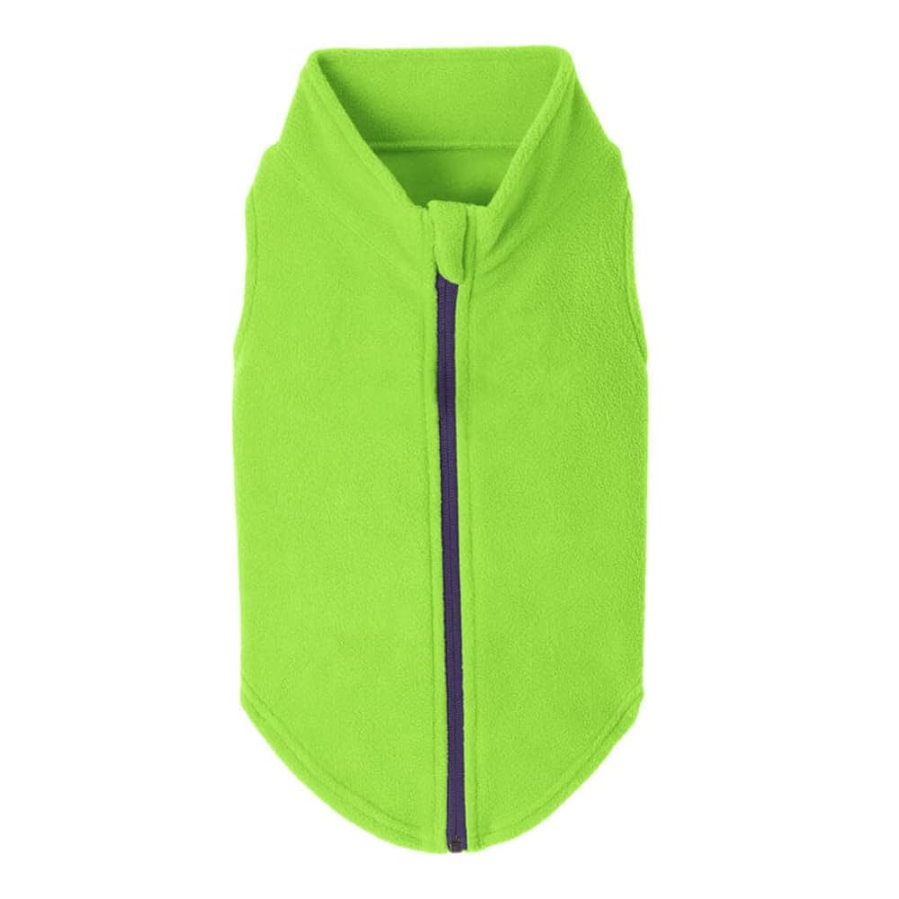 Gooby Zip-Up Fleece Dog Sweater, Lime, 2X-Large