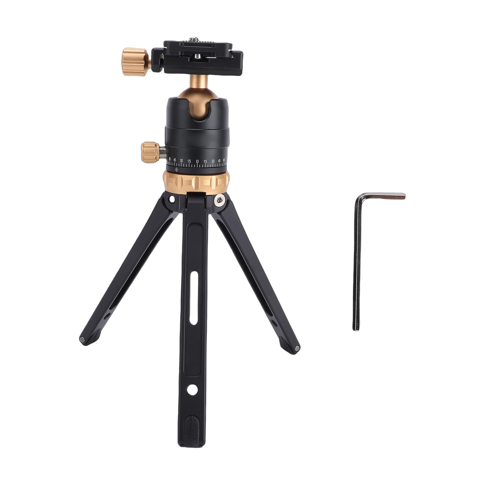 Mini Treppiede da Tavolo Portatile, Treppiede per Fotocamera Allungabile con Testa a Sfera a 360°, Piastra a Sgancio Rapido, Vite da 1/4 di Pollice, Treppiedi da Scrivania Regolabili in (GOLD)