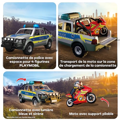 Playmobil 71875 Pick up de police moto & 2 personnages Les policiers - vue 4