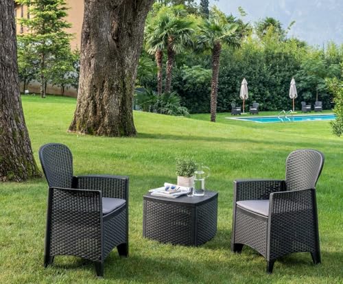 Dmora - Set salotto da esterno Napoli, Composizione da giardino con 2...