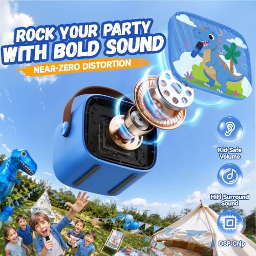 Image of YLL Karaoke Machine for Kids, Portable Mini Speaker with 2 Wireless Microphones, Kids Toy Gifts for Boys Ages 3, 4, 5, 6, 7, 8, 9, 10+ Years Old, 4-12th Birthday Singing Home Family Party