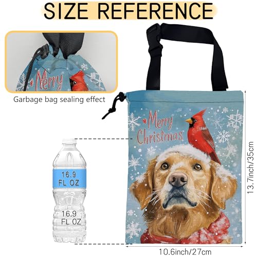 Image of Cardinal Car Garbage Bag,Golden Retriever Dog Small Car Trash Bag Hanging Back of Seat,Drawstring Car Trash Bag with Adjustable Buckle,Car Accessories for Camping Travelling