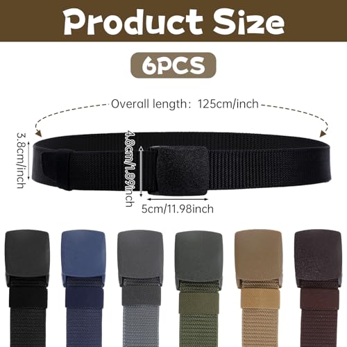 6 PCS Tactical Nylon Webbing Canvas Belt for Men/Women Military Style Belt Heavy Duty Waist Belts for Military, Outdoor, Hiking, and Casual Belts2