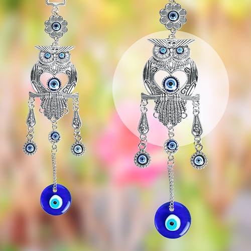 Image of ZAICUS Metal Blue Evil Eye Owl Wall Hanging Protection, Good Luck, and Positive Energy Decor for Home & Office, Spiritual Guardian Symbol for Safety & Harmony, Ideal Gift for Loved Ones
