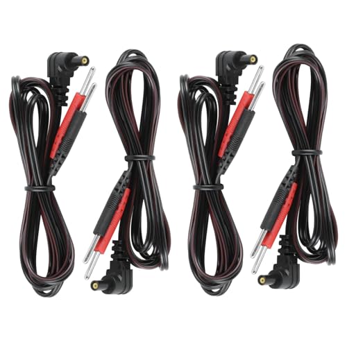 JCSJK - 4Stück TENS EMS Ersatzkabel mit 2mm Pin Steckverbindern, Flexible Elektrodenkabel Zubehör für Elektrotherapie Elektrostimulator Muskelstimulation (Schwarz)