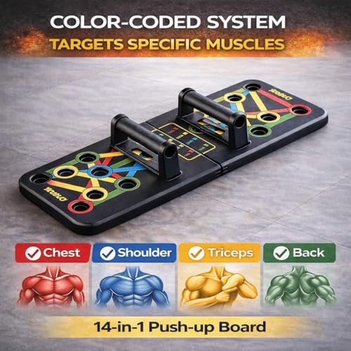 Image of LEAFED Premium 15-in-1 Pushup Board for Men & Women | Foldable Gym Equipment for Home Workout | ๐๐ฎ๐ฅ๐ญ๐ข- ๐
๐ฎ๐ง๐๐ญ๐ข๐จ๐ง Push Up Stand for Chest, Triceps, Shoulders & Back | Portable Home Gym Training Kit