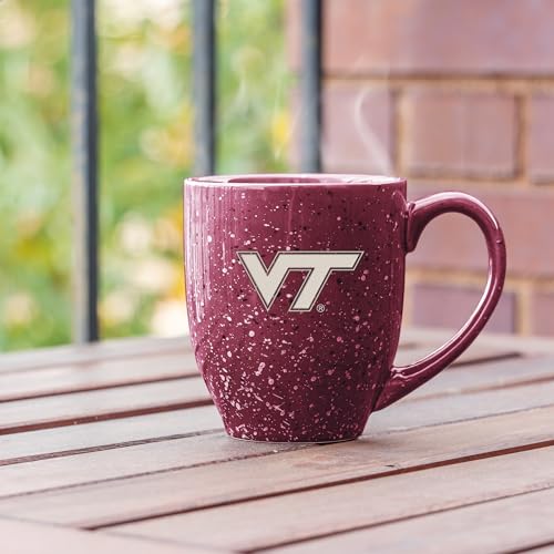 Image of Rico Industries NCAA Virginia Tech Hokies Maroon Personalized 16 oz Team Color Laser Engraved Speckled Ceramic Coffee Mug