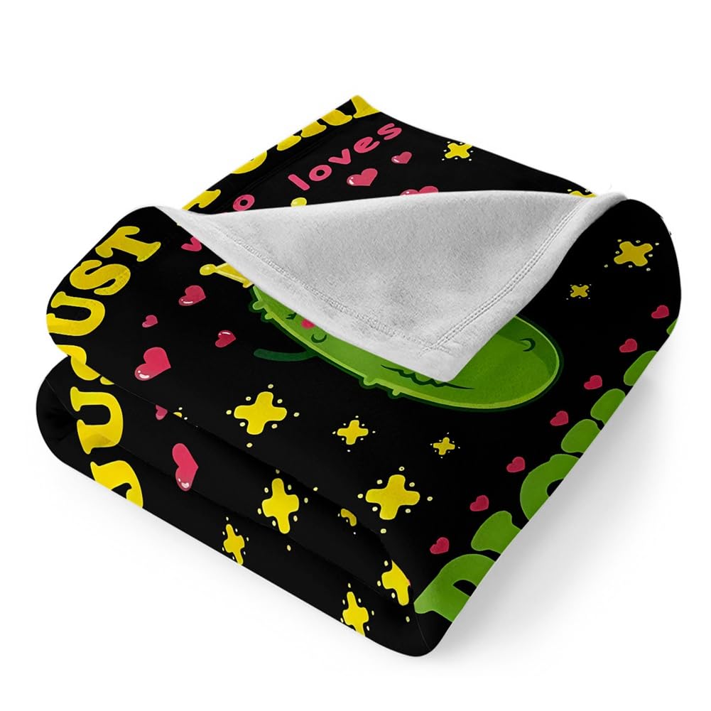 Couverture Drôle Cornichon Qeunrtiy - Taille 120x150cm - Flanelle Douce - Cadeau Original "Juste Une Fille Qui Aime Les Cornichons"