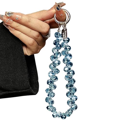 OLSON DEEPAK CellPhone Wrist Strap,Beaded Phone Charms,Bling Wristlet Lanyards for Women,Fashionable Bracelet for Phone,Bag,Key,Camera (BLUE)