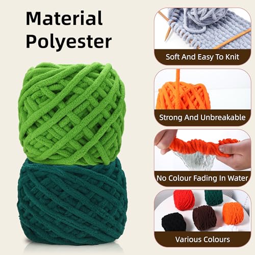 Image of 6 Pack Plush Chenille Chunky Yarn for Crocheting 100g(54.6yd) - Bulky Thick Fluffy Yarn for Knitting- Soft Velvet for Baby, Blanket Knitting Blanket Yarns- Amigurumi Yarns (C)