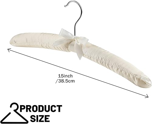 Miniatura 3 de Jetec 24 perchas acolchadas de satén con gancho giratorio de 360, almohadillas de esponja para colgar los hombros para abrigos, suéteres, blusas,