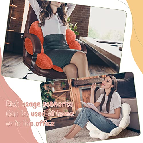 Unittype 2 Pcs 26 Inch Flower Pillow Daisy Throw Pillow Flower Shaped Seat Pads Cute Floor Cushion Lazy Sofa Osmanthus Velvet For Dormitory Room Bedroom Living Room Office Car (White, Orange) #TOP4