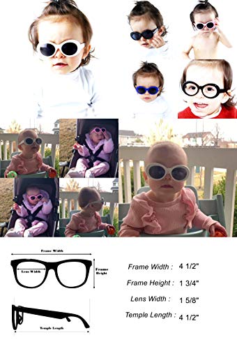 Style Vault Kd3019 Baby Infant Toddlers Age 0~18 Months Old Thick Oval Round Hiphop Sunglasses Glasses (White,Uv400) #TOP2