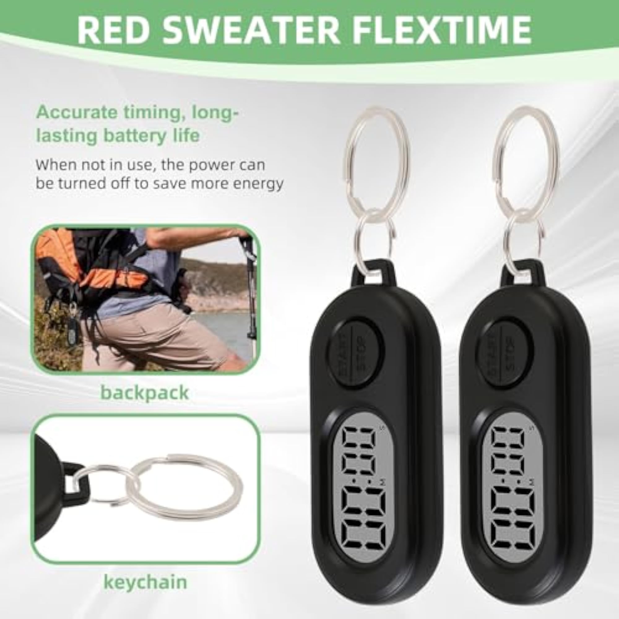 2 Pack Mini Digital Timer Keychain