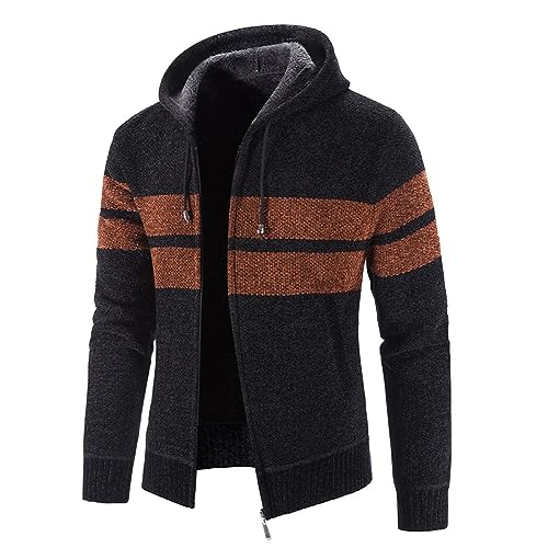 Mens Zip Up Sherpa Lined Fleece Hoodies Cardigans Sweaters Long Sleeve Full Zip Jackets with Pockets3