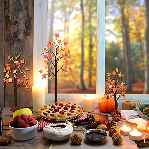 Village Autumn Maple Trees Artificial Maple Tree Tabletop Fall Fake Maple Tree For Thanksgiving Harvest Home Wedding Fall Party Decoration (Beautiful Style,6 Pieces) #TOP5