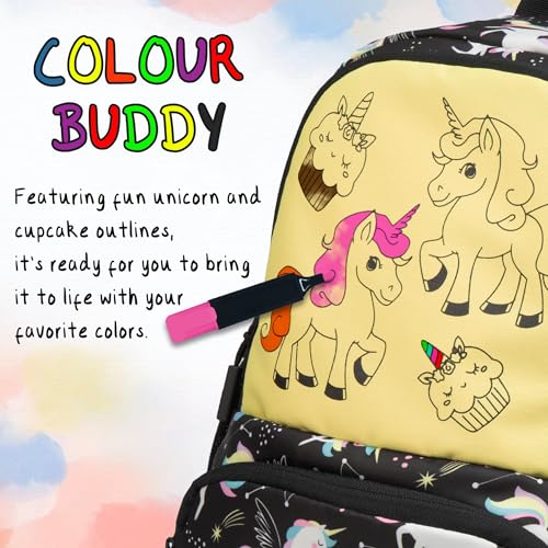 Image of F Gear Colour Buddy 12L Kids Backpack, Kids Can Colour On The Bag, 1 Compartment & 2 Pockets; Lightweight, Durable & Fun Backpack for School & Travel | Comfortable & Stylish Bag