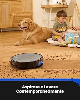 Proscenic 850T Robot Aspirapolvere Lavapavimenti, Aspirazione Potenza 3000Pa Controllo Siri & IFTTT & APP & Alexa, Serbatoio Acqua Elettrico 2-In-1 per Pulizia Domestica/Capelli/Polvere/Lavapavimenti