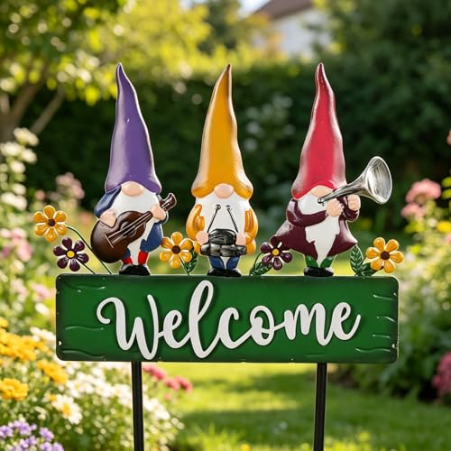YHSOLAR Spring Gnomes Decorations for Yard with Garden Welcome Sign