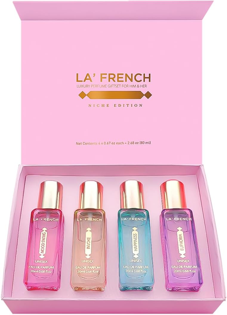 La French Perfume Gift Set for Women 4X20ml | with Mood Swing Euphoria Happiness Invoke | Spicy Fresh Long Lasting Fragrance Perfume | Luxury Perfume Gift Set for Men and Women