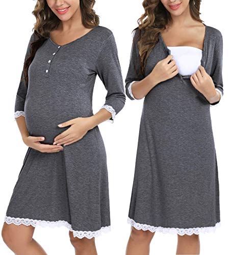 Sykooria Camis�n de Maternidad para Mujeres Ropa de Dormir de Lactancia Camis�n de Manga Corta de enfermer�a