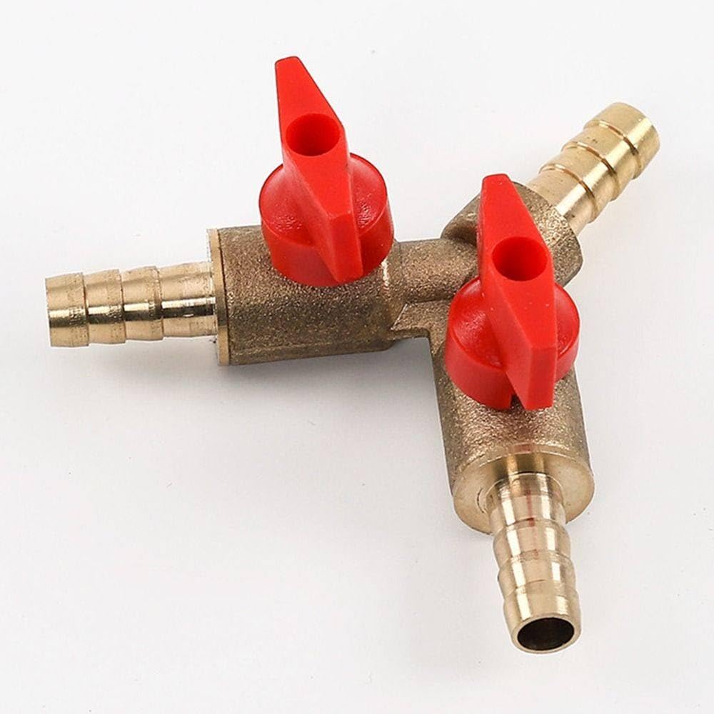 Adaptador de conexión de tubería de latón de tres vías con válvula de cierre tipo Y de 8 mm/10 mm/12 mm para aire, 8 mm