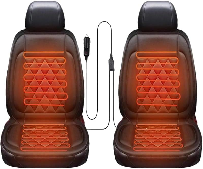 Generisch Winter Autositzauflage mit voller Rückenlehne - Einzel- und Zweisitzer Bequeme Sitzmatte für Fahrer- und Beifahrersitz - Passend für in PKW, SUV, LKW und Transportern (Schwarz, Zweisitzer)