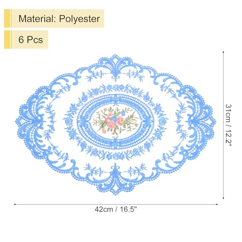 Sets de table ovales brodés bleu uxcell de haute qualité en dentelle