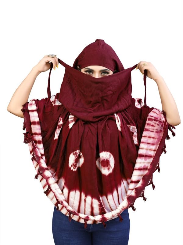 Stylish Printed Pattern Fancy Scarf With Sun Protection Cover Face Cotton Mask for Women's and Girls25Maroon_A22-picture-43