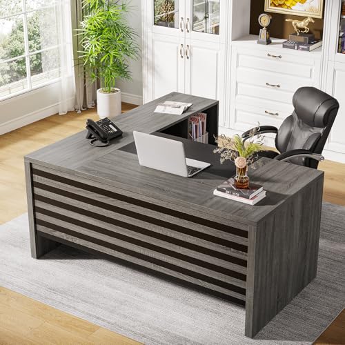 Image of Tribesigns 62.2 inch L-Shaped Executive Desk with Mobile File Cabinet