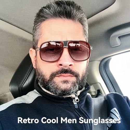 Dollger Fashion Square Aviator Polarized Sunglasses for Men Retro 70s Sunglasses Cool Designer Shades3