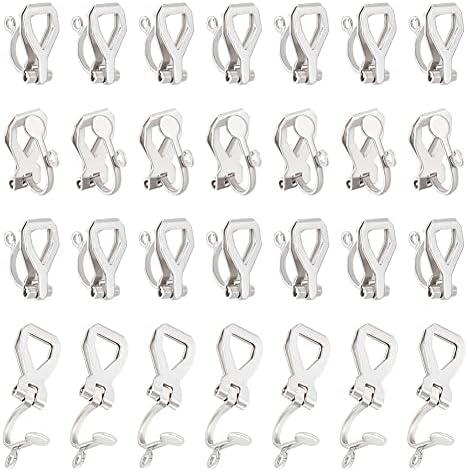 UNICRAFTALE 50pcs Stainless Steel Clip-on Earring Hypoallergenic Earrings Findings Fake Earring Findings for Non-Pierced Earring Making 12x6x9mm, Hole 1.2mm