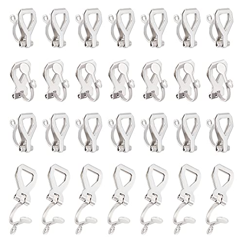 Unicraftale 50Pcs Stainless Steel Clip-On Earring Hypoallergenic Earrings Findings Fake Earring Findings For Non-Pierced Earring Making 12X6X9Mm, Hole 1.2Mm #TOP19