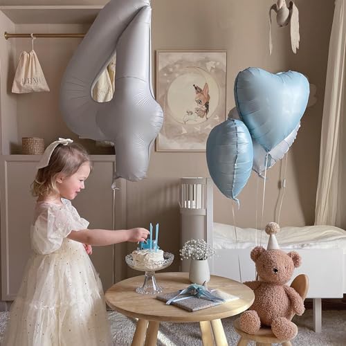 Image of Baby Blue Heart Balloon, 10PCS Blue Foil Heart Balloons, 18inch Pastel Blue Heart Shape Balloons Helium Birthday Party Decorations for Boys Girls Brithday Party, Valentines Day, Wedding, Anniversary