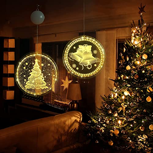 IWTBNOA Weihnachten Dekorative Fenster Licht Warmweiß, Hängend Fensterlicht Batteriebetriebene, 3D Hängende Lichter, Weihnachtsbeleuchtung… – Ansicht 4