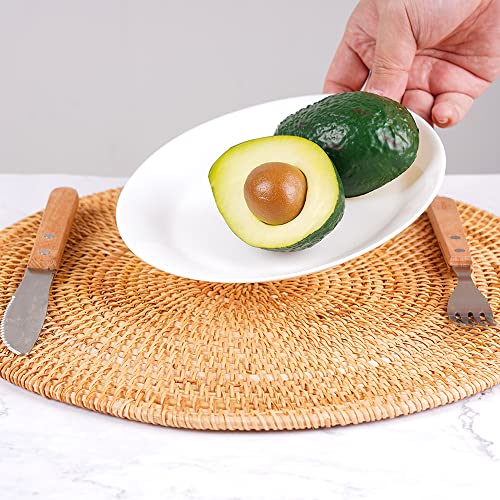 Fiyammy Rattan Placemats Set Of 4, Round Hand Woven Rattan Placemats For Dining Table 11.8In/30Cm (Brown) #TOP5