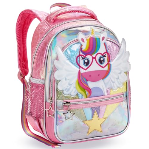 Mochila Unicórnio de Costas Alças Alcochoadas Bolsos Laterais Escolar Passeio Bolsa Infantil Feminina Menina