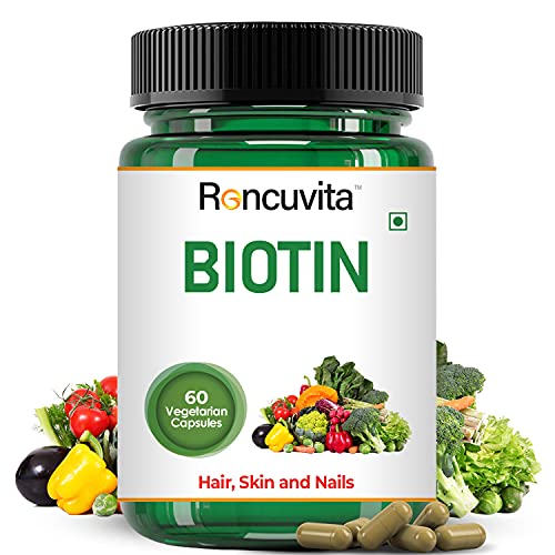 Roncuvita Biotin Supplements for Hair, Skin & Nails 100% RDA Limit for Women & Men (60 Veg Capsules) for Hair Growth & Glowing Skin Roncuvita Biotin Supplements for Hair, Skin & Nails 100% RDA Limit for Women & Men (60 Veg Capsules) for Hair Growth & Glowing Skin