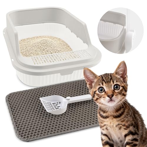 Foymlon Pequeña Mueble Arenero Gatos, Traje de Caixa de Areia para Gatos Incluye Palas y...